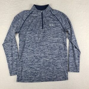 Under Armour Sweater Mens Small Navy Heathered Loose‎ Heatgear Performance Tech
